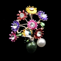 fashion enamel sunflower brooches for women 2019 amazing famous paintings flower brooch pins plant jewelry wholesale