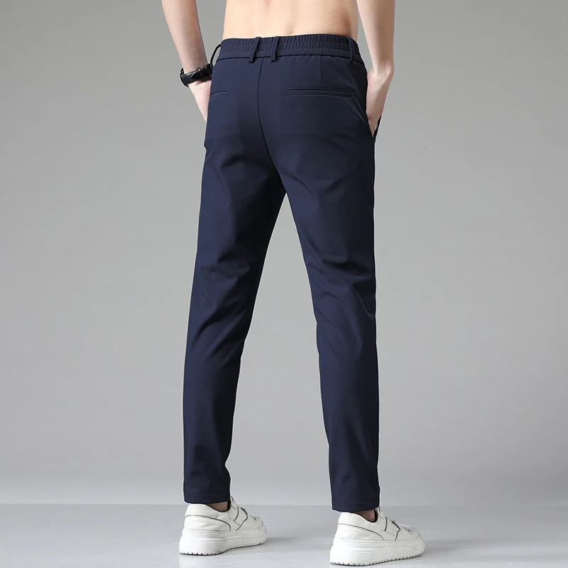 

2021 Summer Pants Mens Stretch Korean Casual Slim Fit Elastic Waist Jogger Business Classic Trousers Male Thin 28-38,5008