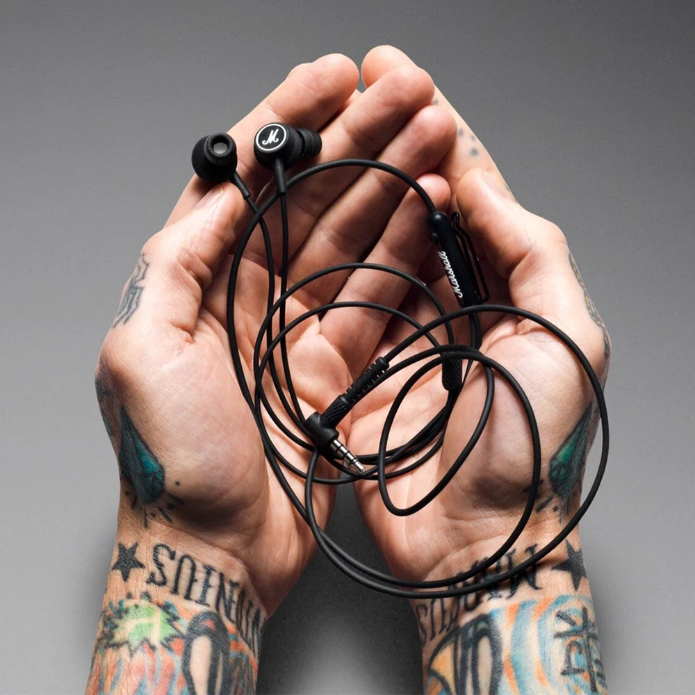 Черный Наушники MARSHALL MODE, оригинальные наушники-вкладыши, Hi-Fi наушники Rock, сабвуфер, 3,5 мм, проводное управление, эргономичные Проводные черные наушники - Цвет: Черный