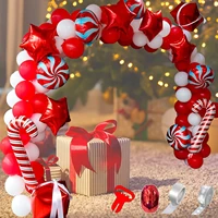 142pcs christmas balloon garland arch kit christmas red white candy star balloons gift box balloons for christmas party decor