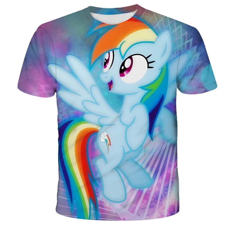 

Boys and girls 3D clothing, unicorn beautiful T-shirt, pony printed children's T-shirt, summer clothes, fashion top