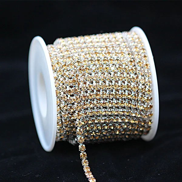 coffee 10 ярд ss6 ss12 ss16 цветная стеклянная отделка горного хрусталя Закрытая цепь серебряная чашка коготь швейное ремесло DIY украшения для одежды Ювелирные изделия бусины - Цвет: coffee