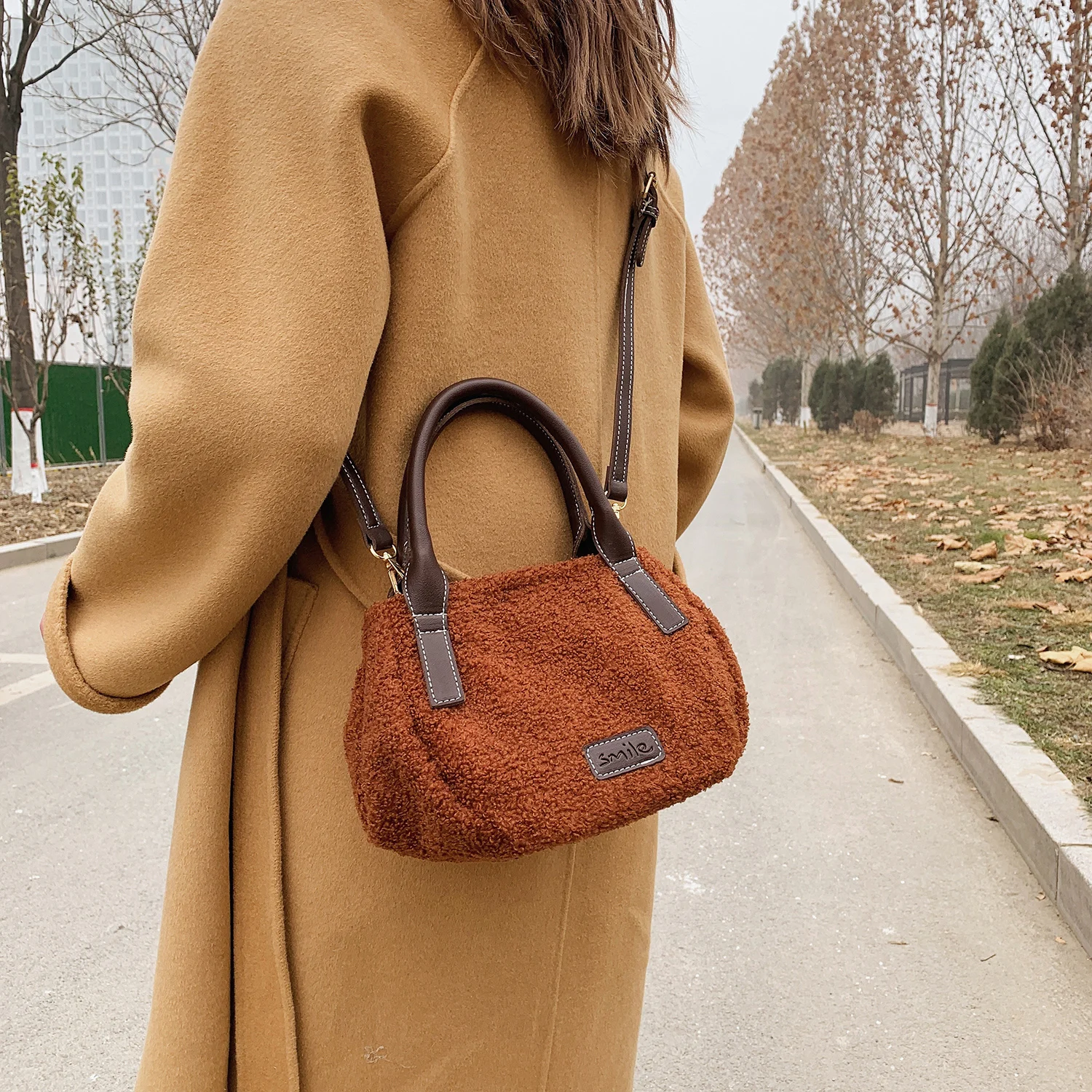 small black fluffy bag