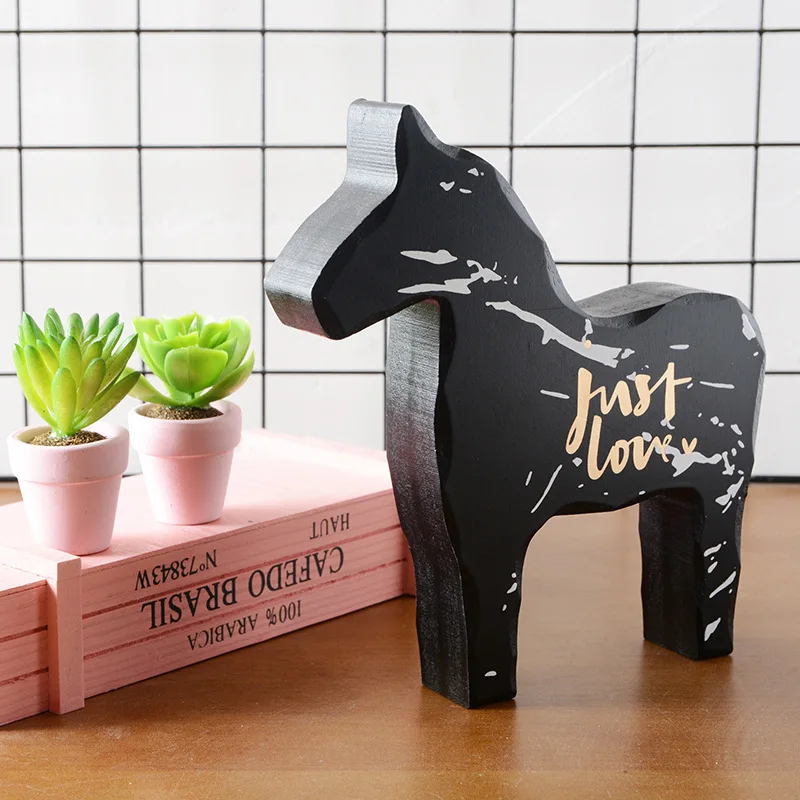 Деревянная лошадь украшения фигурки животных в скандинавском стиле декор для