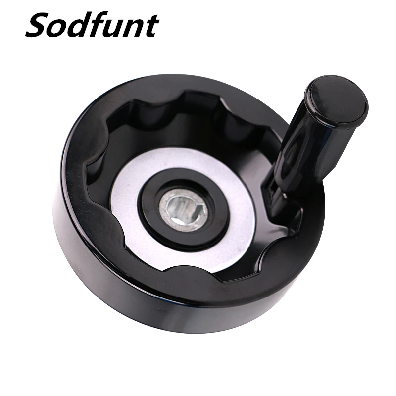

1pcs Black Milling Machine Lathe CNC 3D Printer Spoked Hand Wheel Corrugated Foldable handwheel 100/125/160/200mm