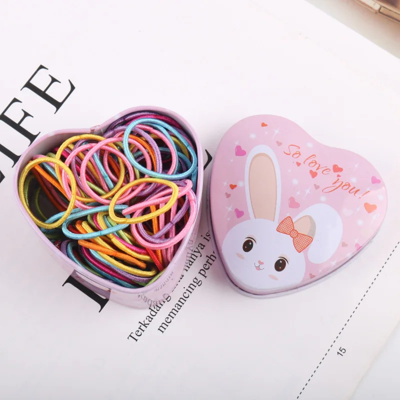 100pcs High Quality Hairwear Box Baby Girl Elastic Hair Bands Ponytail Holder Rope Kids Rubber Accessories | Детская одежда и