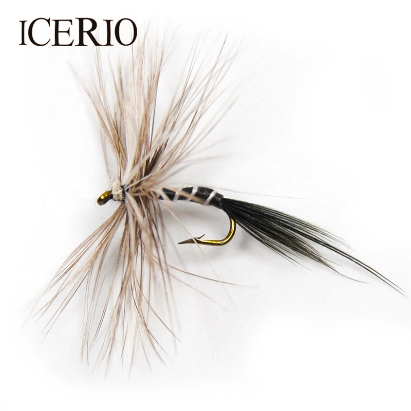 

ICERIO, 8 шт., серая Москитная летка, Зебра, сухие мухи, приманки на форель для ловли нахлыстом #12