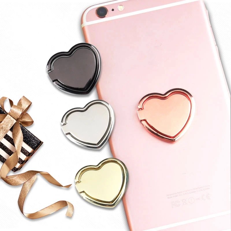 1pcs metal heart mobile phone finger ring holder telephone support accessories magnetic car bracket socket stand mobile phones free global shipping