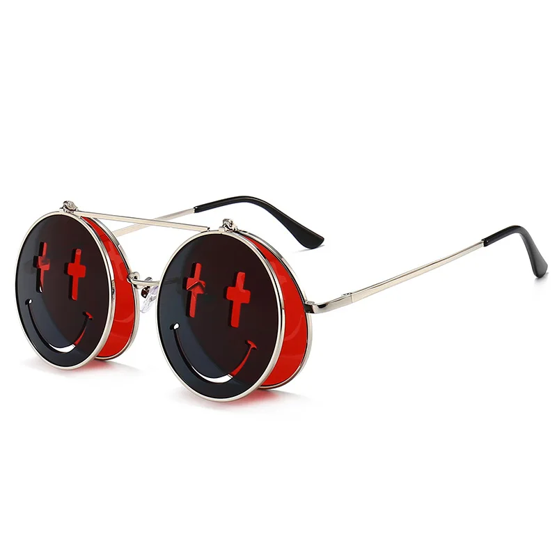 Мужские и женские Винтажные Солнцезащитные очки smile дизайнерские зеркальные в