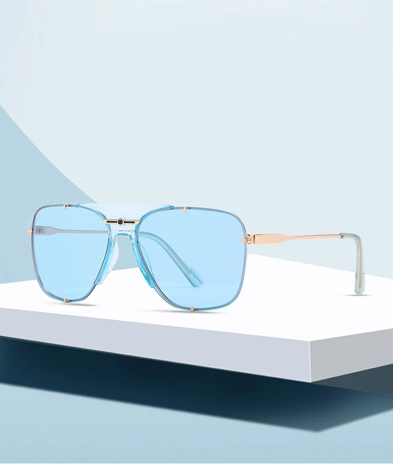 

2021 Fashion Cool Square Pilot Style Vintage Sunglasses Men Classic Rivets Brand Design Sun Glasses uv400