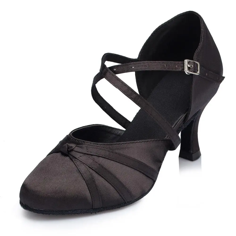 Latin Dance Shoes Women's Girls Ladies Ballroom Tango Modern Salsa Dancing Shoes Customized High Heels Salsa Practice Shoe Satin