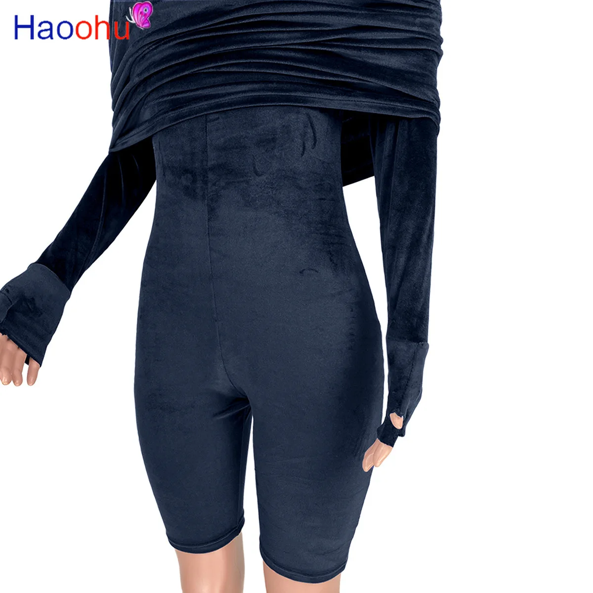 

HAOOHU Sexy Bodycon Velvet Playsuit Long Sleeve Women Fall Winter Clothes Fashion Streetwear One Piece Night Club Party Outfits