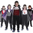 Детский готический костюм вампира, Карнавальная вечеринка, Хэллоуин, фантазия, принц, одежда для косплея вампира для мальчиков и девочек