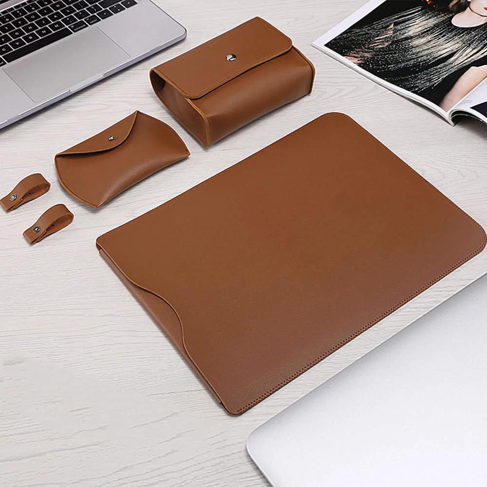 

Laptop Sleeve Bag For Macbook Air Pro 13 11 12 15 16 Notebook Cover For XiaoMi Huawei Matebook PU Leather Waterproof Laptop Case