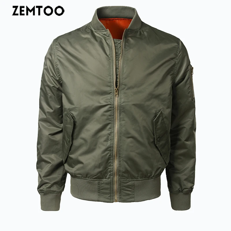 

ZEMTOO Men's thin solid color bomber jacket air force casual jacket locomotive bombing aircraft jackett FD023
