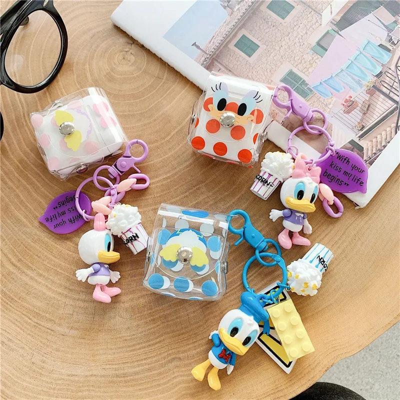 

Мультяшная Милая утка AirPods беспроводная гарнитура защитный чехол прозрачный мягкий корпус брелок модные игрушки аксессуары