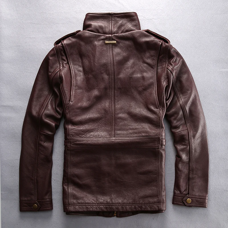 

cow M65 genuine leather clothing male turn-down collar slim jacket thickening cowhide outerwear
