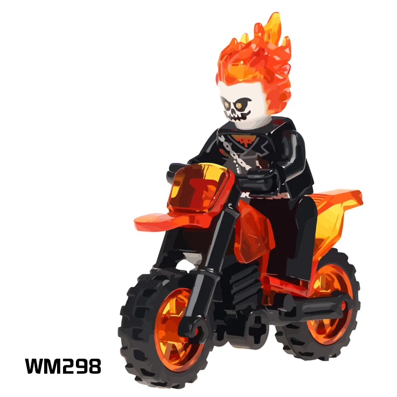 Для Ghost Rider с мотоциклом городское полицейское оружие Супер Герои мини куклы