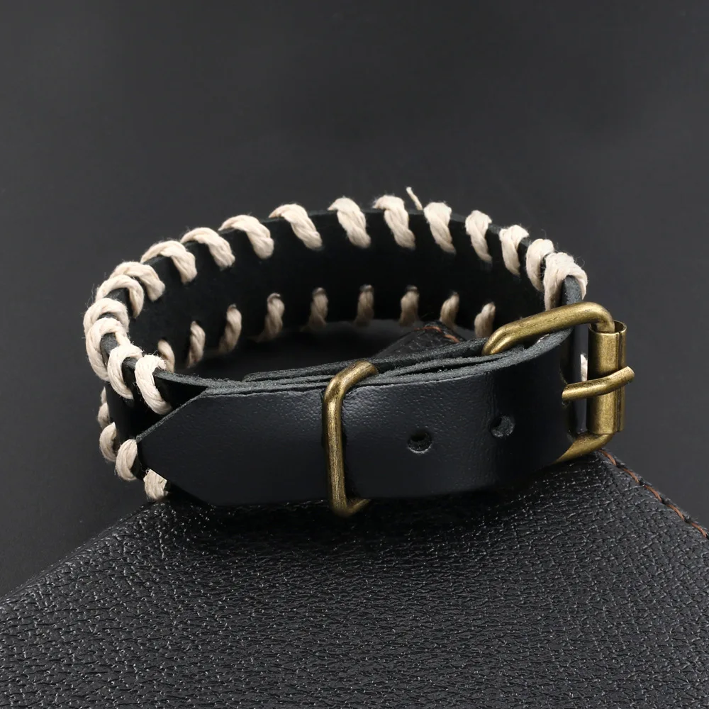 

2021 New Fashion Men's Leather Cord Hand-woven Bracelet Popular Fashion Simple and Fresh Artificial Leather Bracelet Wholesale