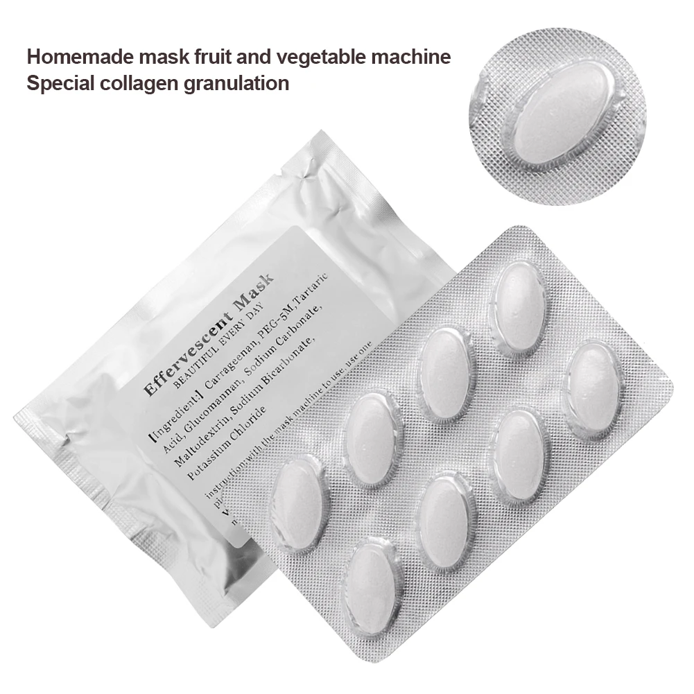 

8Pcs Effervescent Collagen Tablets DIY Facial Fruit Vegetable Maker Automatic Mask Machine Use Anti Aging Wrinkle Hydrating