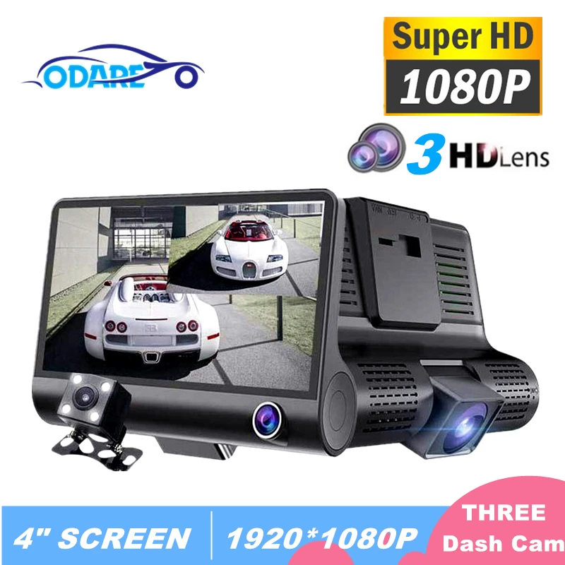 Видеорегистратор Odare 3 1080P HD 4 0 дюйма G-сенсор угол обзора 170 градусов ночное