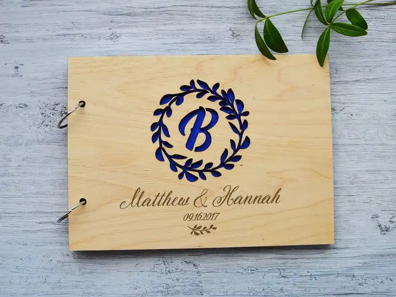 Индивидуальная Свадебная книга для свадебных гостей с монограммой элегантная