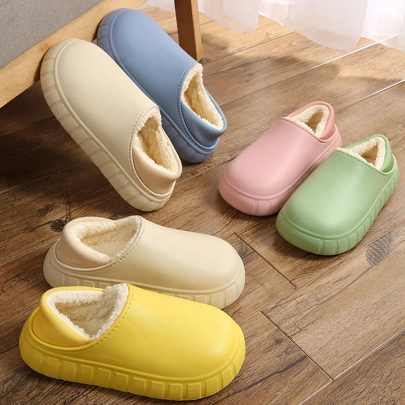 

Winter Slippers Warm Women Shoes Waterproof Lady Non-Slip Plush Cotton Indoor Outdoor Cozy Home Autumn Thick Heel Shoes