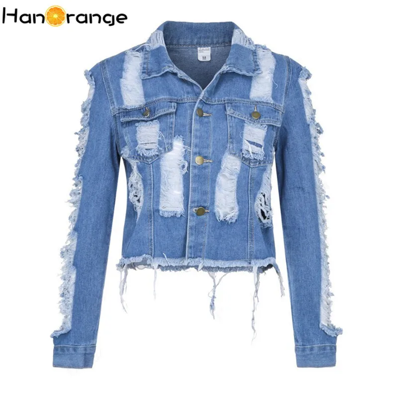 

Короткое джинсовое пальто HanOrange, женская сексуальная модная куртка в стиле бойфренда