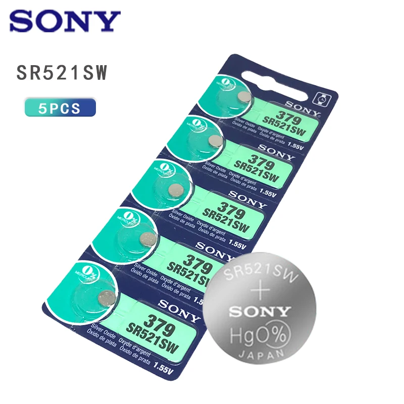 5 шт./лот Sony 379 оригинальный 1 55 в оксид серебра часовая батарея SR521SW D379 SR63 V379 AG0