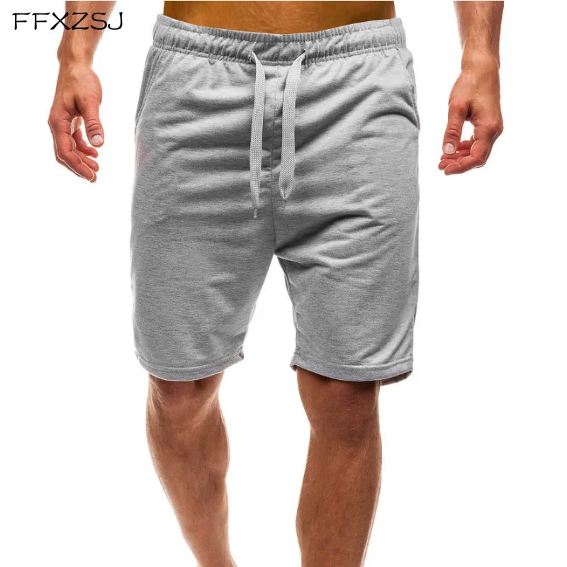 

FFXZSJ Brand solid color plat 5 minutes of pants , men's five-point pants, men's baggy pants cotton Elastic Waist Knee Length