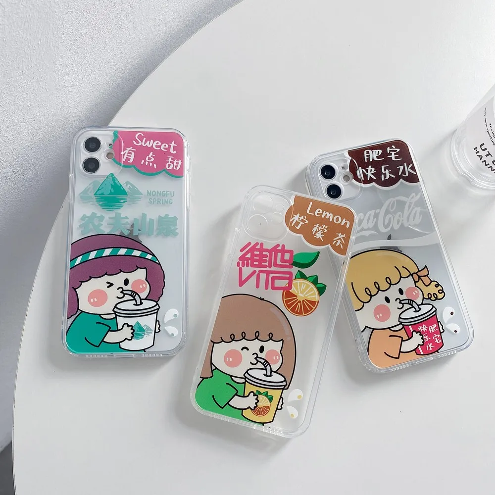 Новинка, прозрачный мягкий чехол с рисунком молочного чая для девочек, для iphone 11, 12 pro, XS, Max, X, XR, 7, 8 Plus, SE 2020, 12 Pmax