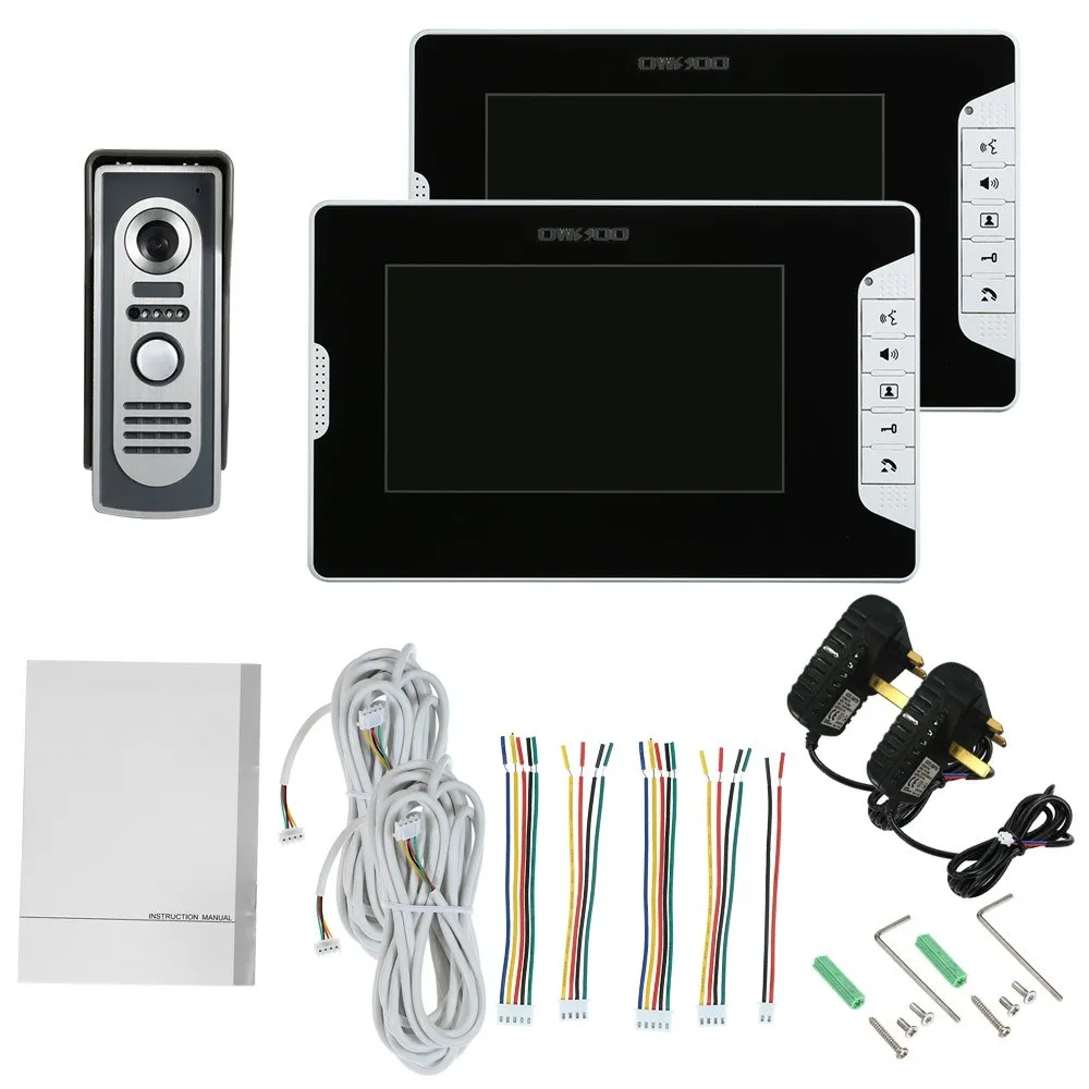 

OWSOO 7 Inch Video Door Phone Doorbell Intercom Kit 2 Indoor Monitor 1 Outdoor Camera Night Vision Hands-free Call