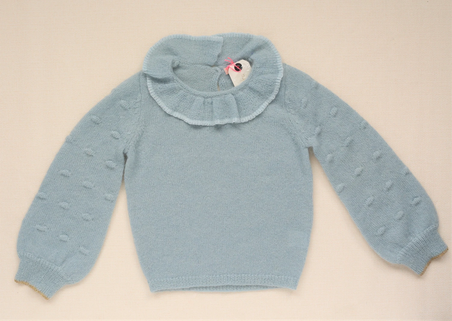 knit sweater Lou& M/Детские свитера; коллекция года; Новинка; сезон осень-зима; милые вязаные свитера с вышитыми цветами для девочек; детский хлопковый пуловер - Цвет: knit sweater