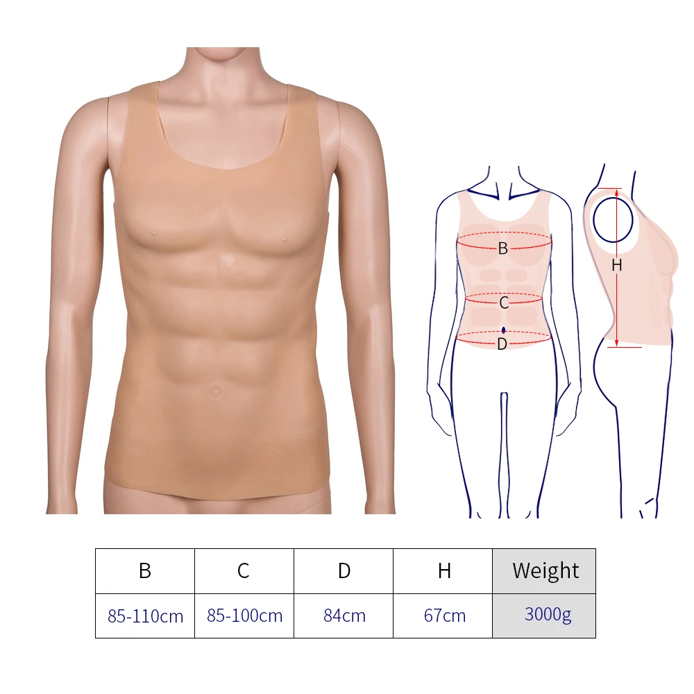 3000 г хунк грудь мускул человек силиконовые поддельные Косплей 3 5 см толстый