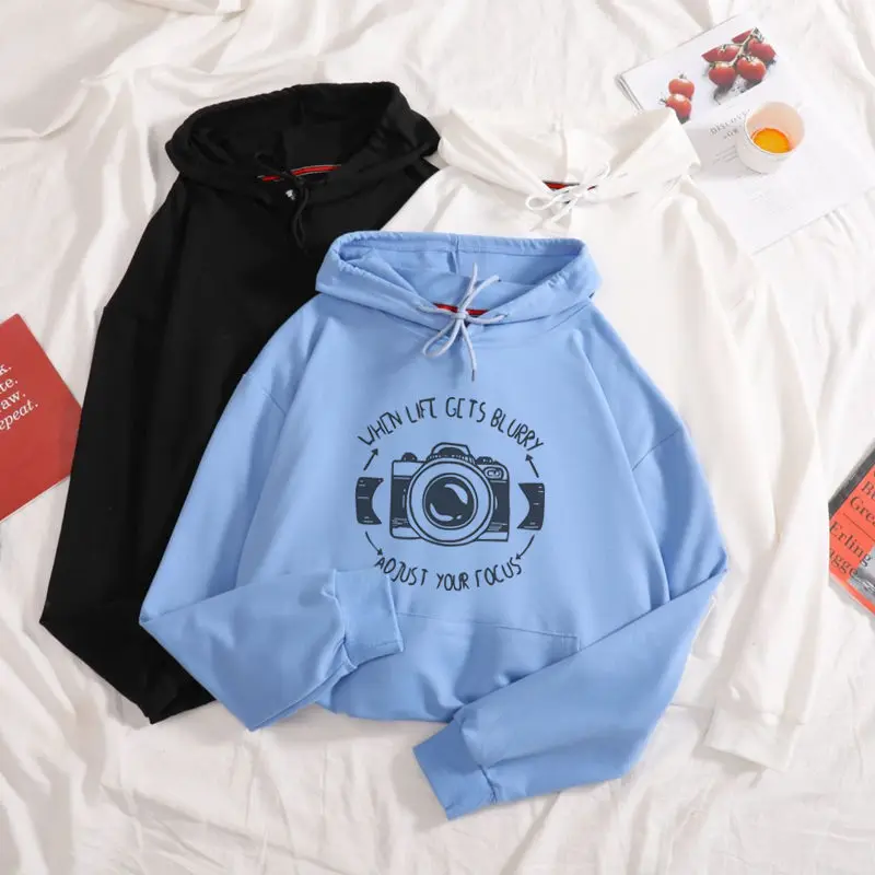 

Women Autumn Cotton Hooded Sweatshirt Letter Pullover Harajuku Loose Wild Long Sleeved Korean Hoodie Tops For Women Terry Hoodie