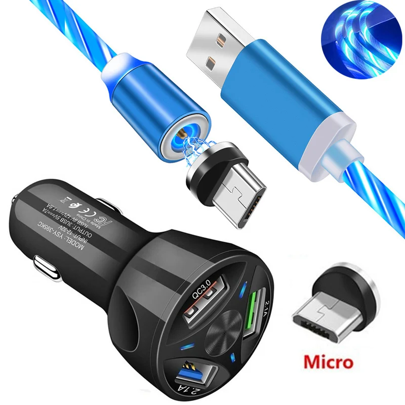 Магнитный кабель Micro USB для Huawei Y3 Y5 Y7 2017 Redmi 4X 5 5Plus 5A 6 6A 7 7A быстрой зарядки