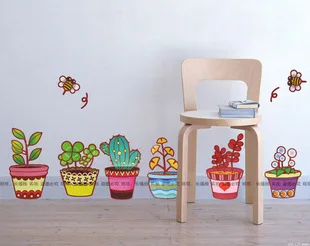 Garden Flower Bee Pot Plant Culture Decal Wall Stickers PVC DIY Living Room Bedroom Home Art Wallpaper House Sticker Poster | Дом и сад