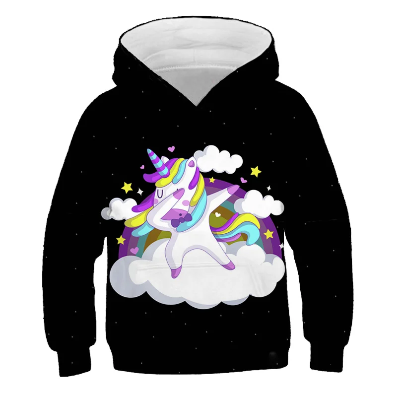 

2021 Fashion Kids Unicorn Hoodies More Color Tops Coat Polyester Boys Hoodie Letter Print Sweatshirt 4-14 Years Girl Clothing