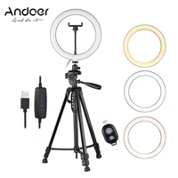 andoer 10inch led ring light with tripod stand phone holder remote shutter light for live streaming makeup photography youtube