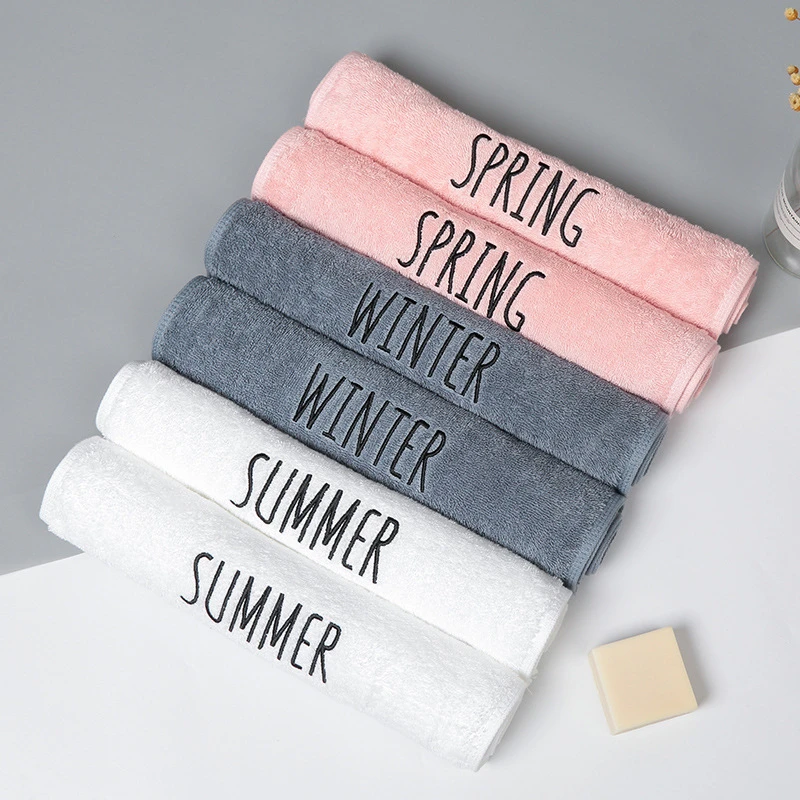 

34x75cm 100% Cotton Hand Towel Embroidery Four Seasons Solid Color Thicken Elegant Home Bathroom Cloth