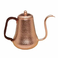 handmade hammered coffee tea pot pure red copper premium quality drip kettle gooseneck spout long mouth kettle teapot 900ml