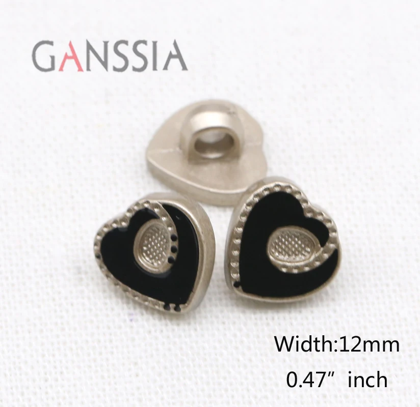 Пластиковые пуговицы в форме сердца 20 шт./лот 12 мм черные полимерные для шитья