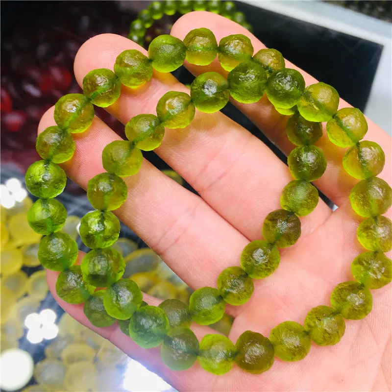 8 мм Moldavite Чешский метеорит ударный стеклянный браслет натуральный грубый камень