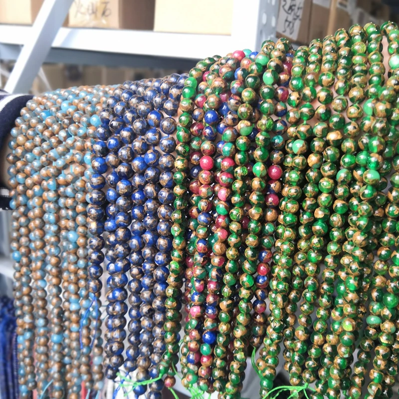 Бусины из натурального жемчуга небесно голубого перегородчатого камня Гладкие