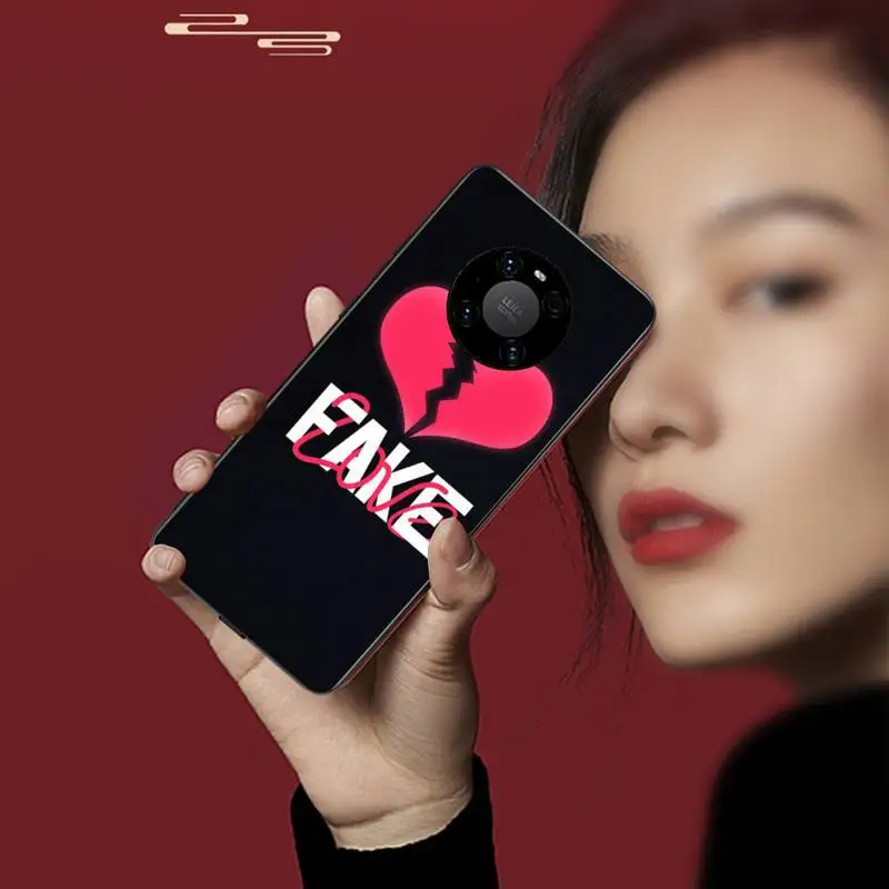 

No Love Black TPU Phone Case For Huawei P20 30 40 Pro Mate 20x 30 40 Pro Nova6 7 Honor 9X 10