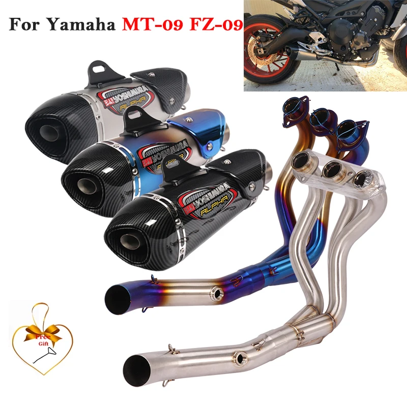 For Yamaha MT-09 FZ-09 MT09 FZ09 Full Systems Motorcycle Yoshimura Exhaust Escape DB Killer Front Link Pipe Carbon Fiber Muffler