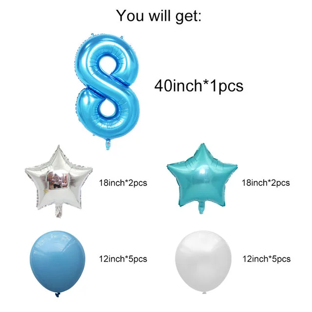 Same as picture Воздушный шар на 1 день рождения, 1 год, с цифрами, на 1, 2, 3, 4, 5, 6, 7 лет, украшение на день рождения, для маленьких мальчиков и девочек - Цвет: Same as picture