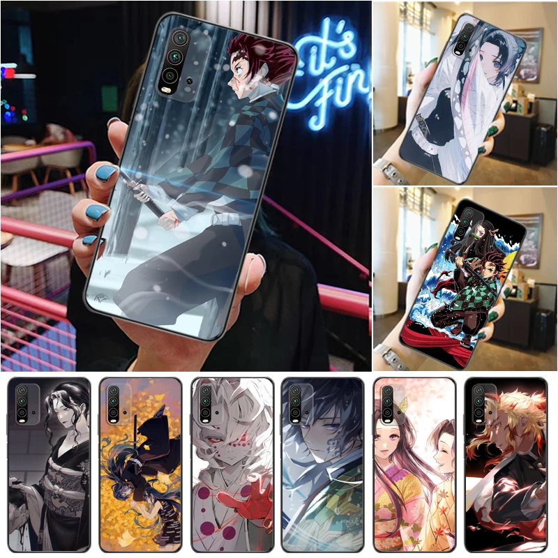 

Demon Slayer Kimetsu No Yaiba Agatsuma Zenitsu Kamado Nezuko Kamado Tanjirou Phone Case For Xiaomi Redmi 9 9T 9A Pro Cases