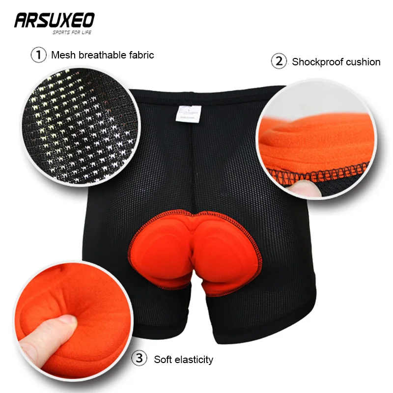 Мужские велосипедные шорты ARSUXEO быстросохнущие спортивные дышащие трусы с