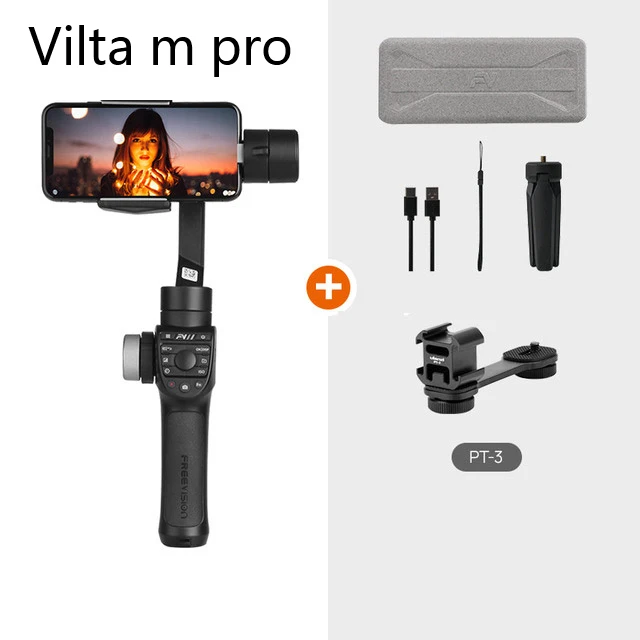 M Pro w mount Обратитесь в службу поддержки по купонам Freevision Vilta M Pro Vilta-m 3-осевой Карманный шарнирный стабилизатор для смартфона стабилизатор для iPhone samsung GoPro Экшн камеры vs гладкой 4 Осмо 2 - Цвет: M Pro w mount